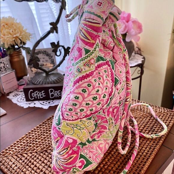 Vera Bradley Pink Green Floral Knapsack Bag main image 4